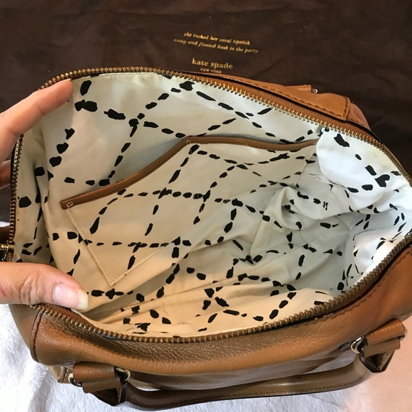 Kate Spade New York Tote Bag Purse Cognac Brown Leather Handbag with dust bag - Picture 10 of 16